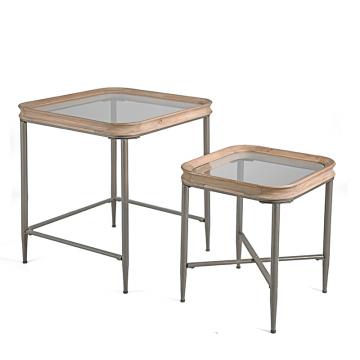Σετ/2 Side tables,με γυάλινο καπάκι 45/61cm