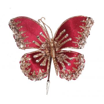 Butterfly w/clip Burgundy,20x17cm