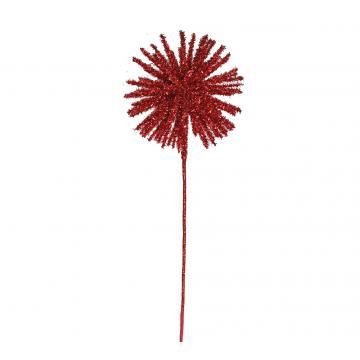 Allium flower w/glitter Burgundy, d.12cm