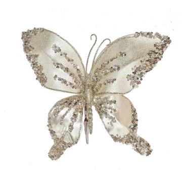 Butterfly w/clip Champagne,23x20cm