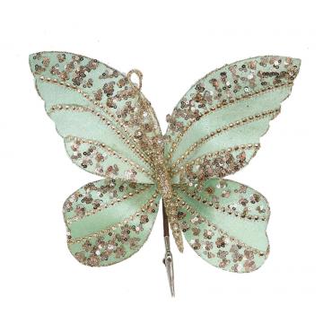 Butterfly w/clip Slate Green,20x15cm 