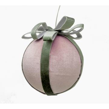 Velvet ball w/ribbon Pink Green,10cm 