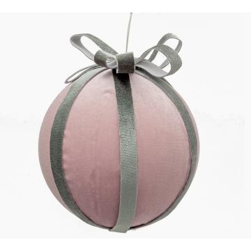 Velvet ball w/ribbon Pink Green,15cm 