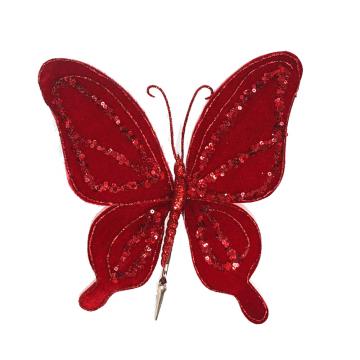 Butterfly w/clip Red,20x22cm 