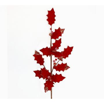 Holly leaf velvet spray Emerald,75cm 