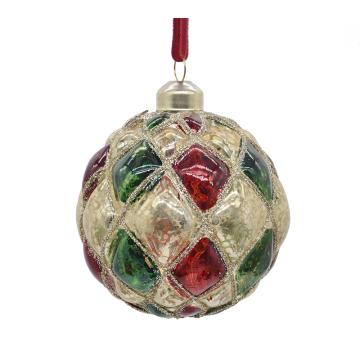 Glass Ball Rhomb Des. Multicolor,D.8cm
