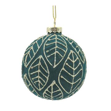 Glass Flocking Ball Emerald Green,D.8cm
