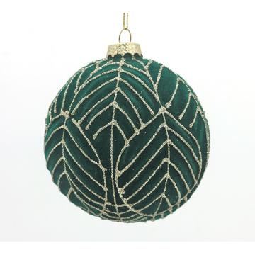 Glass Flocking Ball Emerald Green,D.10cm