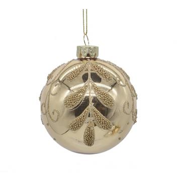 Glass Ball Flower Des. Gold,D.8cm
