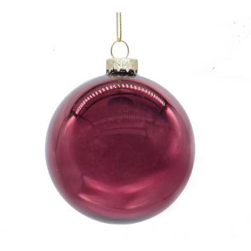 Glass Ball Shiny Burgundy,D.8cm