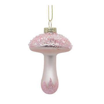 Glass Mushroom Ornament Pink,H8X6cm
