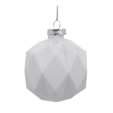 Glass Ball Geometric Des. Mat White,D.8cm