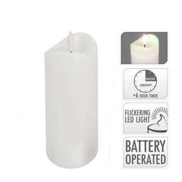 Κερι led με timer σε λευκο χρ., 7x12.5cm
