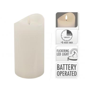 Κερι led με timer σε λευκο χρ., 9x15cm