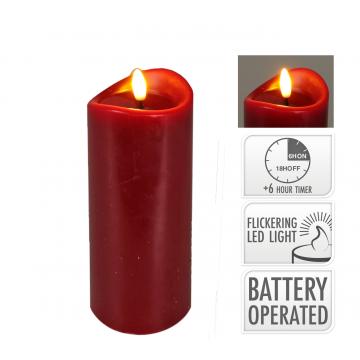 Κερι led με timer σε κοκκινο χρ., 7x12.5cm