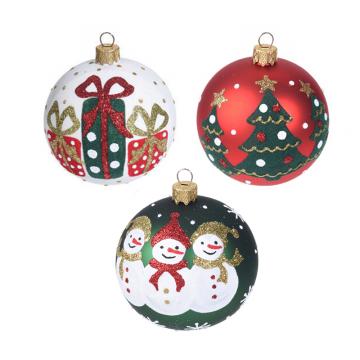 Γυάλινη μπάλλα φυσητή με χειροποίητο decor,10cm