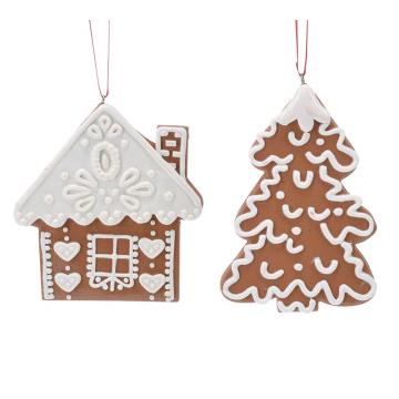 Στολίδι gingerbread Σπιτάκι & Έλατο,11cm