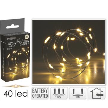 40 microled μπαταρίας με timer,200cm,θ.λευκό