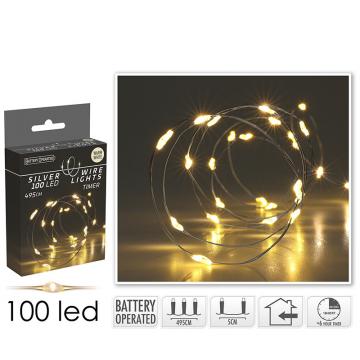 100 microled μπαταρίας με timer,500cm,θ.λευκό