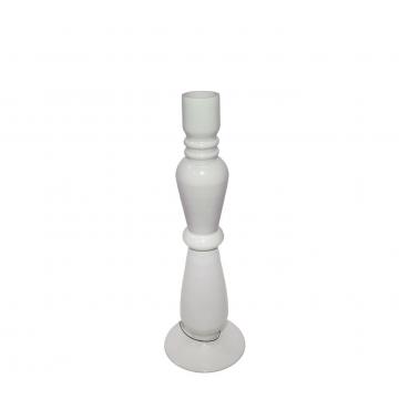 Γυάλινο κηροπήγιο κρεμ 8x27cm