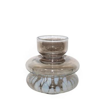 Βάζο "Drops" φυσητό γυαλί διάφ/λευκό 14x10cm