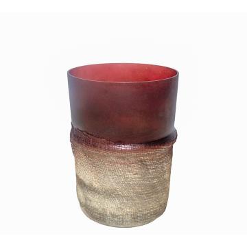 Vintage κηροπήγιο μπορντώ/χρυσό 10.5x14cm