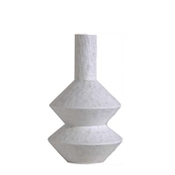 Χειροποίητο βάζο terracotta "Zig-Zag" μεταλ/κο λευκο 36cm
