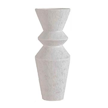 Χειροποίητο βάζο terracotta "Zig-Zag" μεταλ/κο λευκο 49.5cm