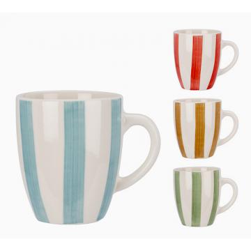Κούπα stoneware με φαρδυά ρίγα σε 4χρ.,340ml 8,5x8,5x10,5