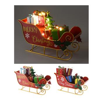 Μεταλ. Έλκηθρο με δώρα  & 10Led,27x10x20cm