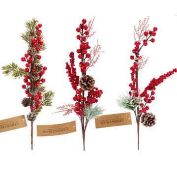 Κλαδί κόκκινα berries και φυλλα έλατου,55cm