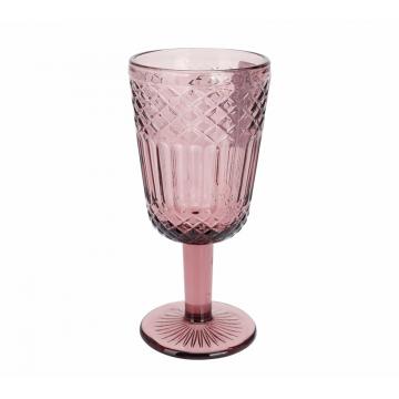 Κολονάτο ποτήρι κρασιού 300ml vintage pink 8x17cm