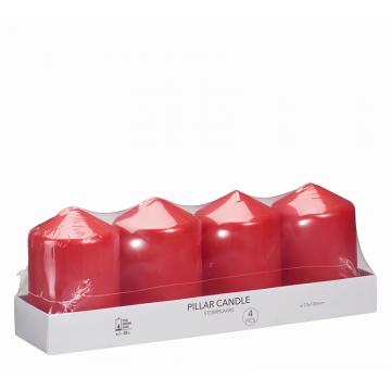 Σετ 4 κερί κορμος κοκκινο 7x10cm