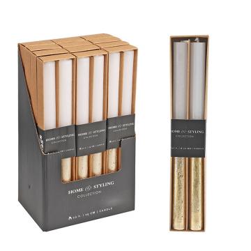 Σετ 2τεμ. κερί Βιέννης 2x25cm, εκρού/χρύσο 