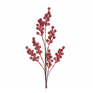Κλαδί berries κοκκινη παγιέτα & χαντρα 66cm