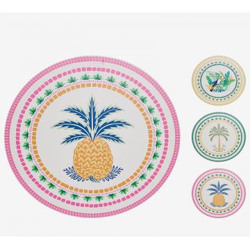 Στρογγυλό σουπλά με τροπικά prints (3σχ.)38cm