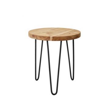 Side table από κορμό Teak με σιδερένια πόδια δ.30x45cm