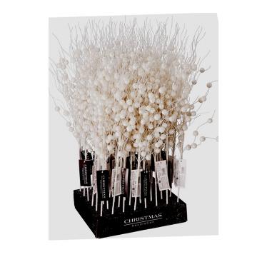 Κλαδί berries λευκό & ασημί glitter 58cm