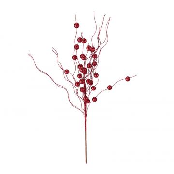 Κλαδί berries κόκκινο glitter 58cm