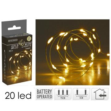 20 microled μπαταρία,timer,100cm, χρυσό/θ.λευκό