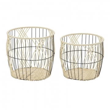 S/2 ΚΑΛΑΘΙ ΜΕΤΑΛ/RATTAN ΜΑΥΡΟ/NATURAL Φ38Χ34