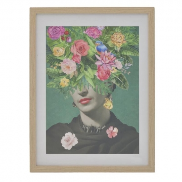 ΠΙΝΑΚΑΣ ΜΕ ΠΛΑΙΣΙΟ PRINTED FRIDA KAHLO ΠΡΑΣΙΝΟ 60X80
