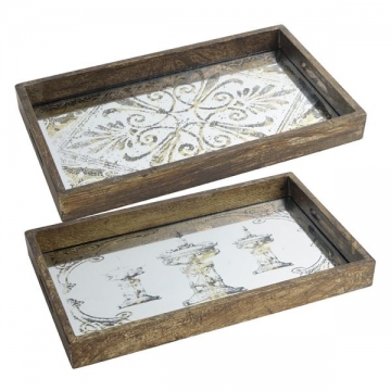 Artekko Tray Χρυσοί Διακοσμητικοί Δίσκοι MDF με Καθρέπτη (43.2x26.7x5.1)cm 2pcs