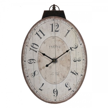 Artekko Clock Οβάλ Μπεζ Ρολόι Τοίχου MDF (45x3.1x73.7)cm