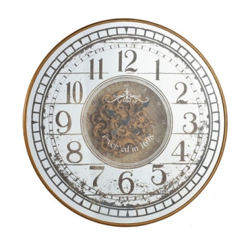Artekko Clock Μπρονζέ Ρολόι Τοίχου MDF με Καθρέφτη (81.8x10.2x81.8)cm