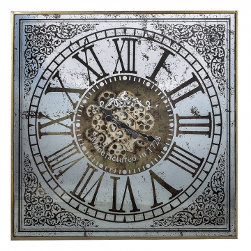 Artekko Clock Ρολόι Τοίχου MDF με Καθρέφτη με Χρυσές και Ασημί Λεπτομέρειες (81.8x10.2x81.8)cm