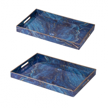 Artekko Tray Μπλε Πλαστικός Δίσκος Σερβιρίσματος (48x35x4.3)cm 2pcs