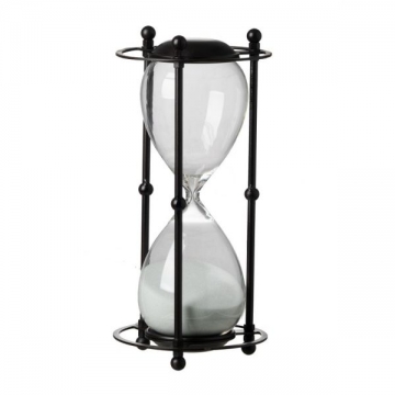 Artekko Hourglass Διακοσμητική Κλεψύδρα σε Μαύρη Μεταλλική Βάση με Λευκή Άμμο (15.8x15.8x33)cm