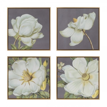 Artekko Flower Διακοσμητικά Κάδρα με Χρυσή Κορνίζα (50x50x3.6)cm 4pcs