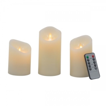 Artekko Flame Μπεζ Κεριά Led με Τηλεχειριστήριο (7.6x7.6x15.2)cm 3pcs